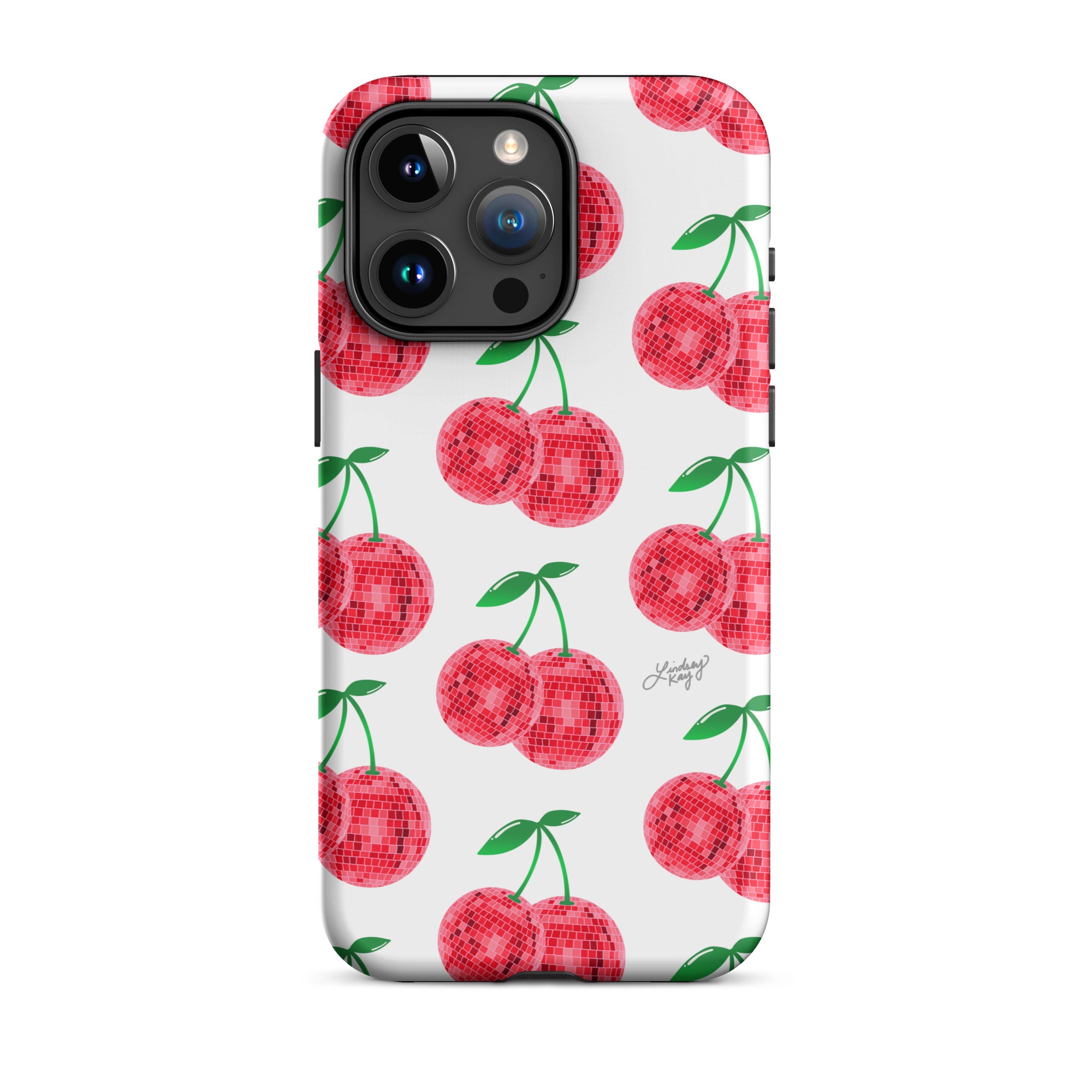 Patrón de cerezas disco rojas - Funda resistente para iPhone®
